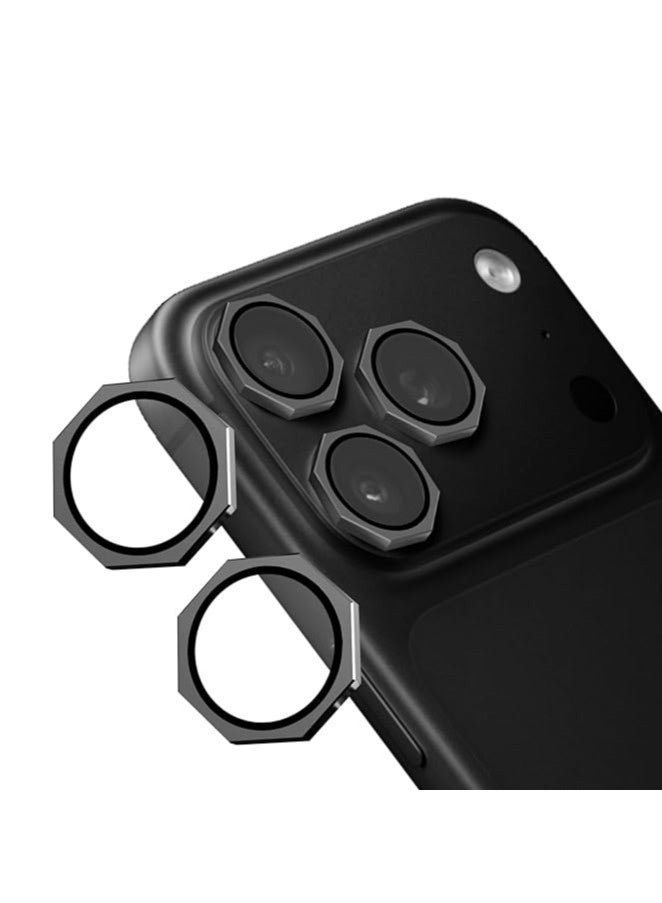 INEIX Octagon Hexa Camera Lens Protector Compatible with iPhone 17 Pro & iPhone 17 Pro Max – 9H Tempered Glass with Metal Ring, Scratch-Resistant Camera Cover – Black - Image 1